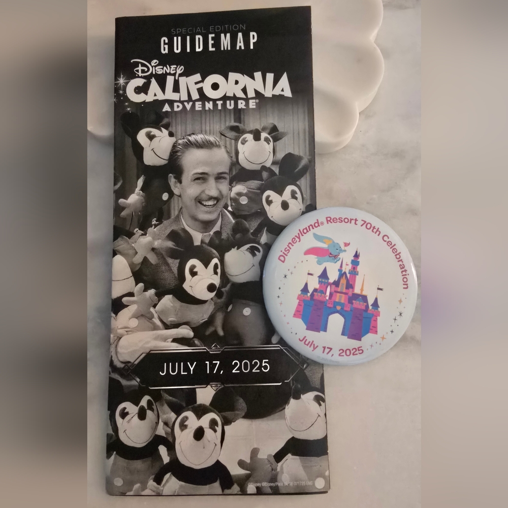 Disneyland 70th California Adventure Guidemap with Commemorative Button